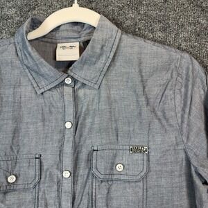 Harley-Davidson Women Y2K Biker Western Bandana Moto Chambray Shirt Size M